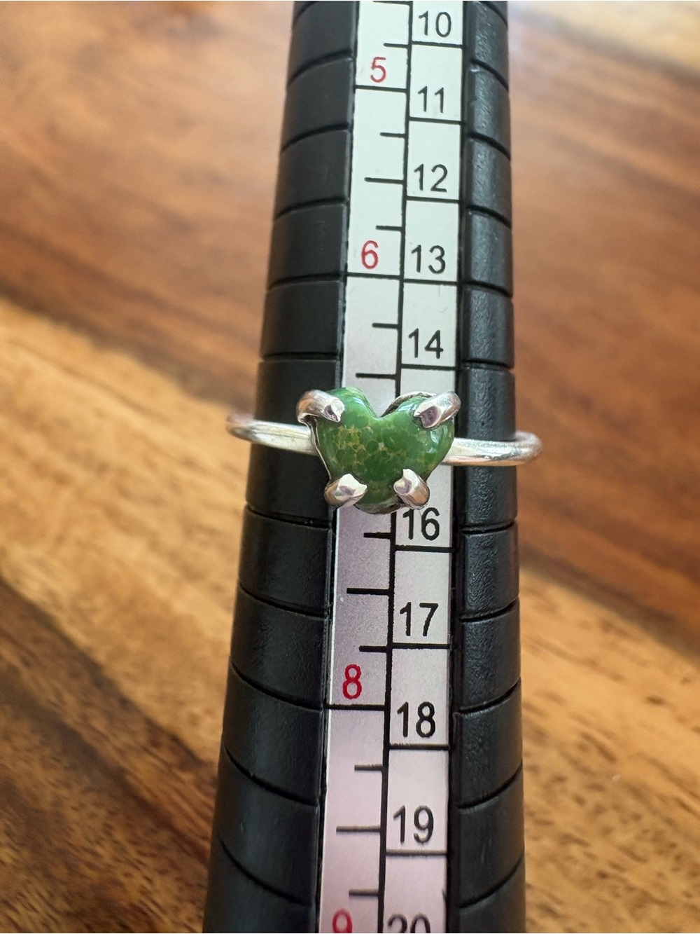 Sterling Silver Heart Ring with Green Turquoise Stone Size 7